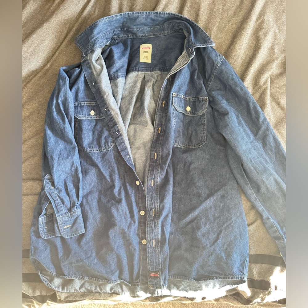 Genuine Dickies Mens and Big Mens Heavyweight Long Sleeve Denim Shirt